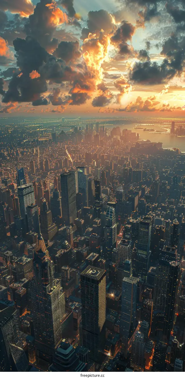 New York City Skyline Sunset Panorama