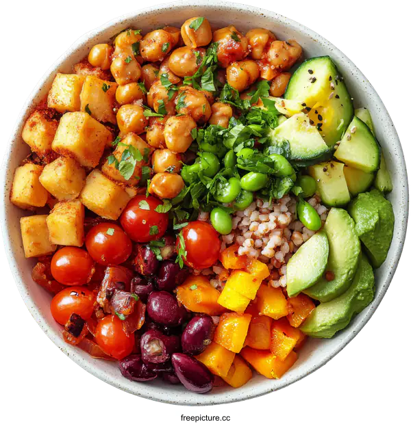 [Transparent Background PNG]Colorful and Healthy Vegetarian Bowl