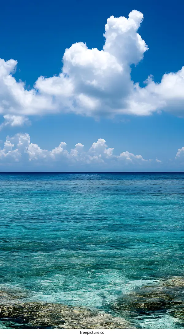 Blue Sky White Clouds and Blue Sea