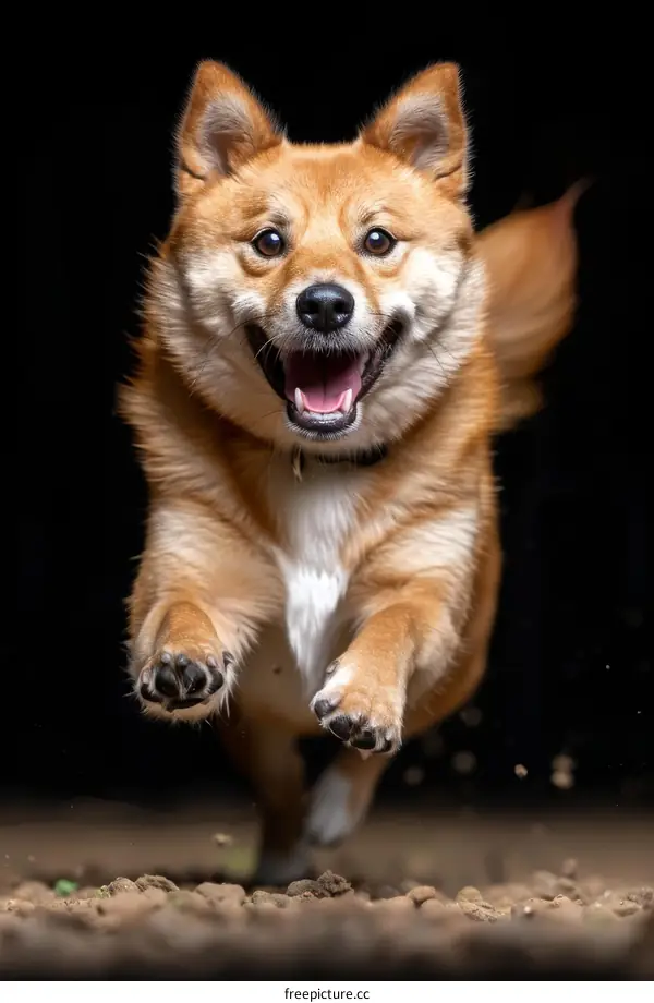 Shiba Inu Running with Tongue Out