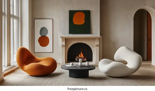 Modern Living Room Interior Design with Abstract Art