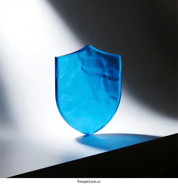 Blue Shield Object with Soft Light and Shadow