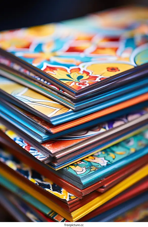 A stack of colorful books