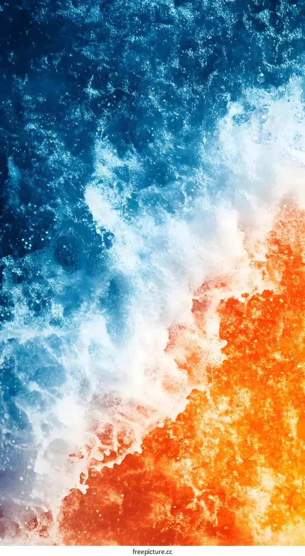 Abstract Blue And Orange Water Foam Background Texture