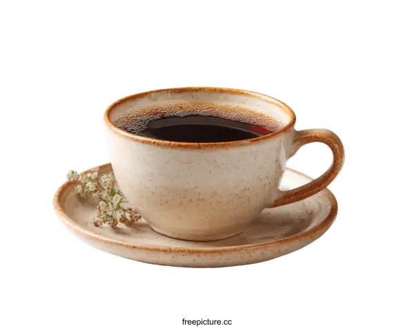 [Transparent Background PNG]A Delicate Cup of Coffee with Small Flowers