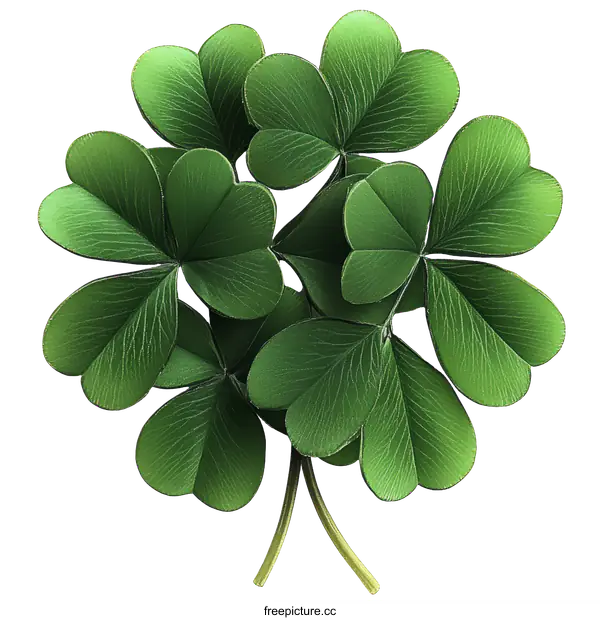 [Transparent Background PNG]Close-up of Vibrant Clover Leaves