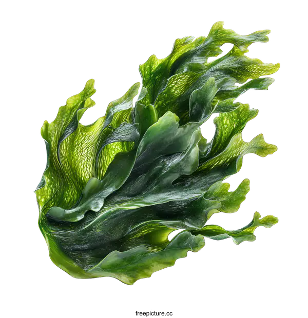 [Transparent Background PNG]Fresh Green Seaweed Close-up Isolated on White Background