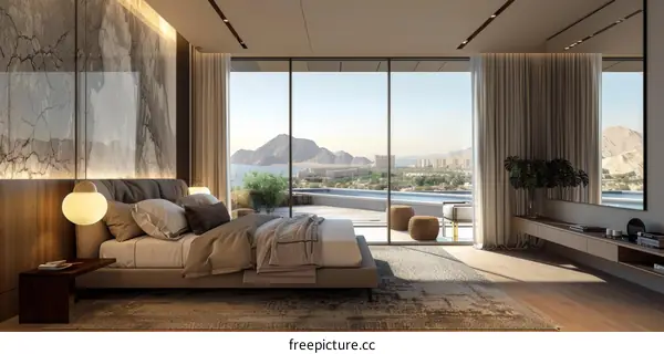 Luxury Modern Bedroom with Panoramic View