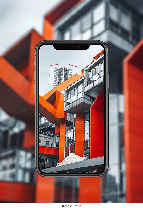 Modern Architecture Building Facade Close Up View Phone Screen