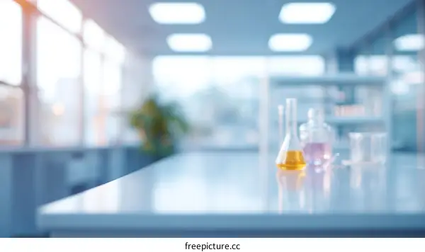 Modern Laboratory Table with Glassware