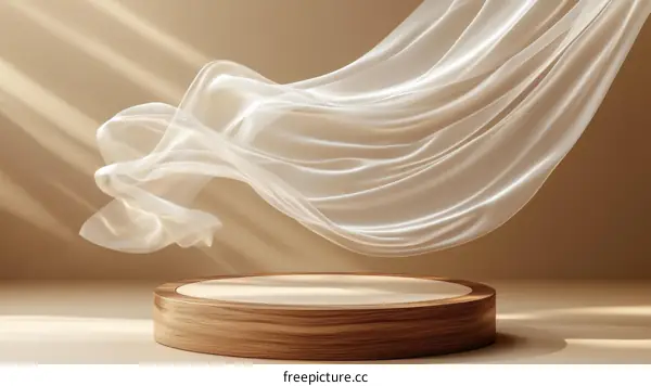 Elegant Fabric Display on Wooden Podium