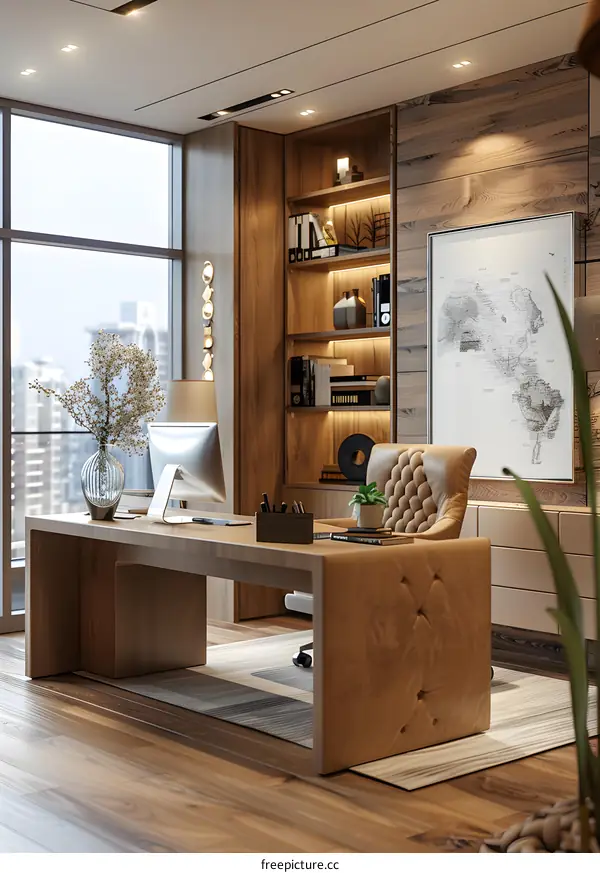 Modern Home Office with Large Window