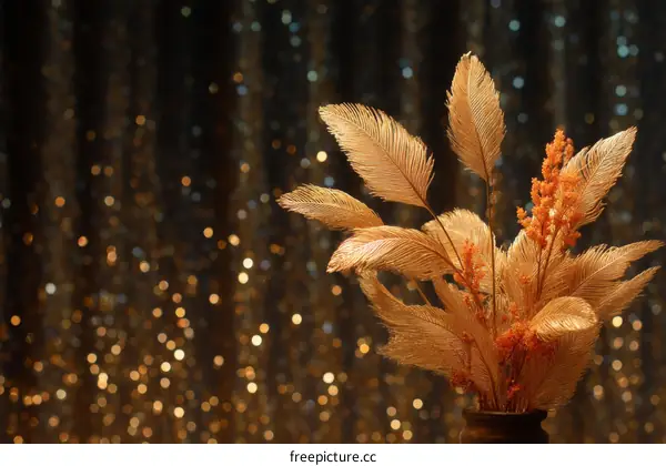 Golden Feather and Dried Flower Arrangement