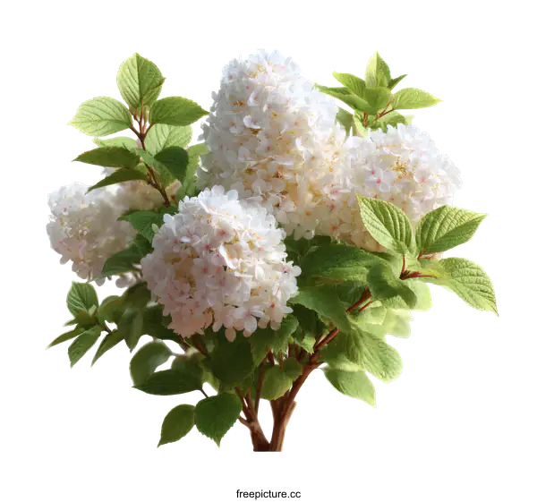 [Transparent Background PNG]Beautiful White Hydrangea Flower Cluster Close-up