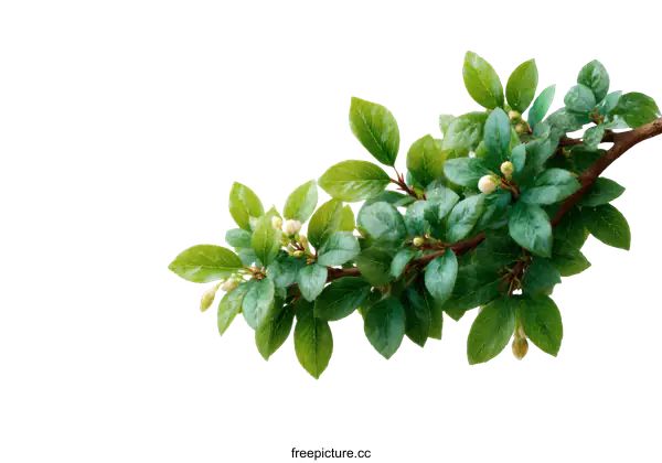 [Transparent Background PNG]Spring Branch with Fresh Leaves and Buds