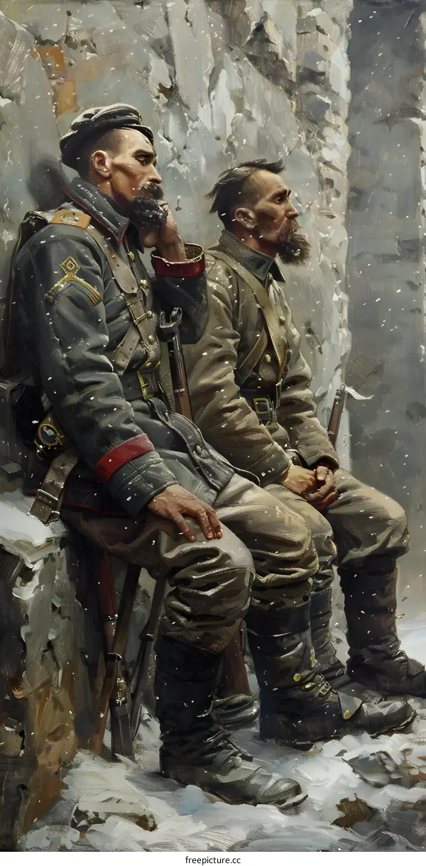 Two Soldiers in a Trench during World War I