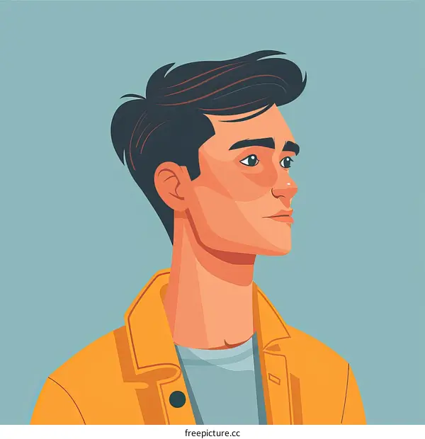 Portrait of a young man with dark hair and a yellow jacket