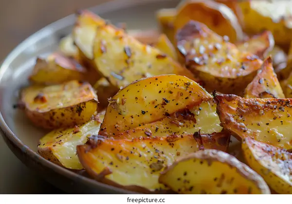 Close Up of Seasoned Potato Wedges on a Plate