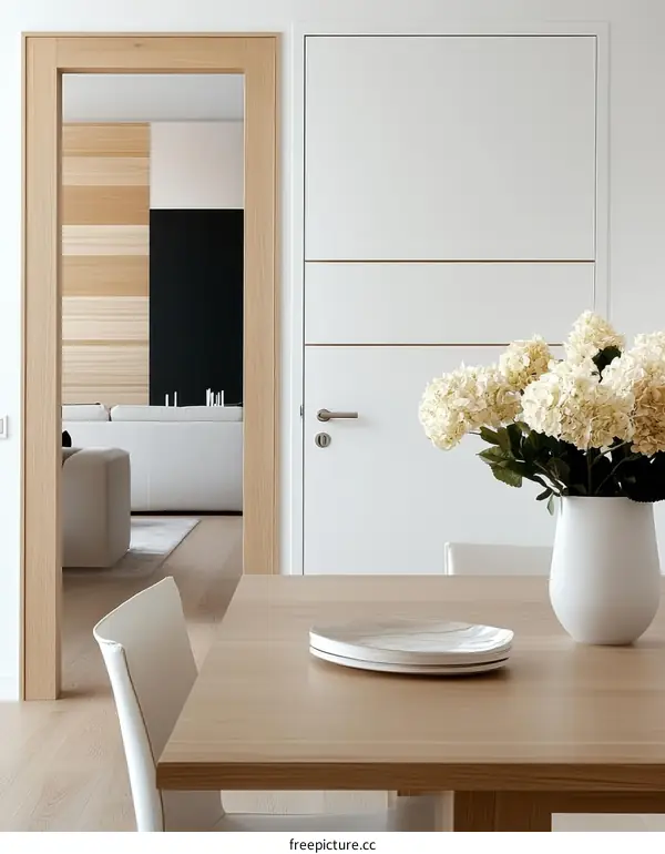 Modern Minimalist Dining Room Interior Design Illustration