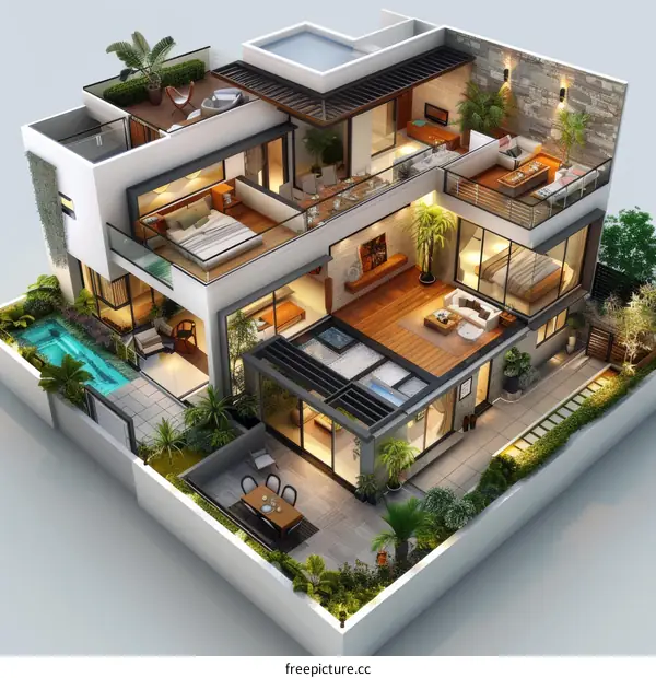 The layout of the interior of the house