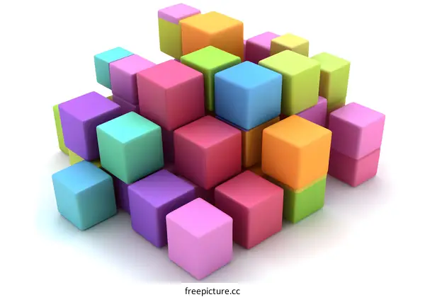 Colorful 3D Cubes Stacked Together Abstract Background