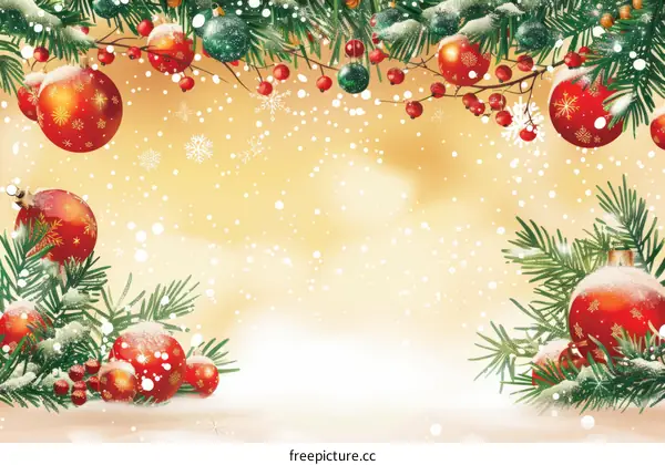 Christmas Background with Red and Gold Ornaments