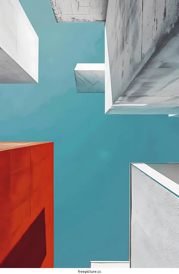 Abstract Architecture with Colorful Walls and Blue Sky