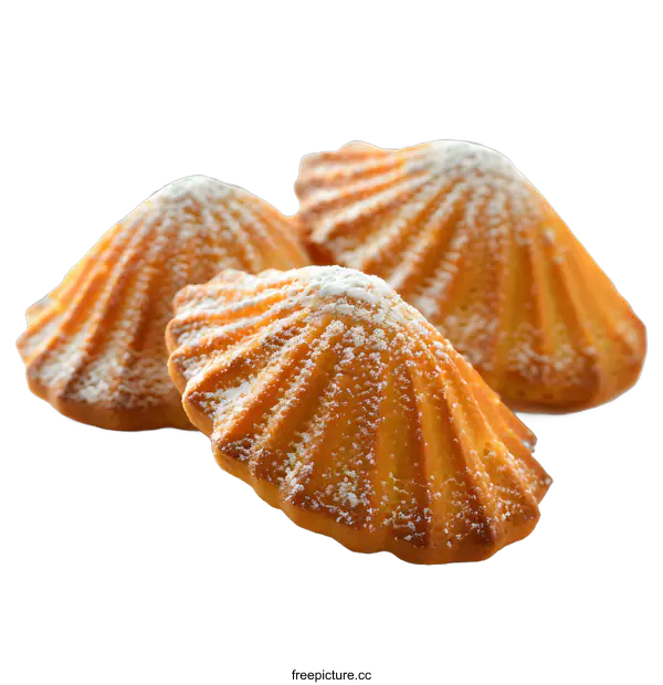 [Transparent Background PNG]Three Small Cakes with Powdered Sugar