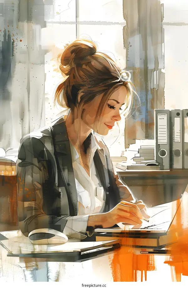 business woman working in office