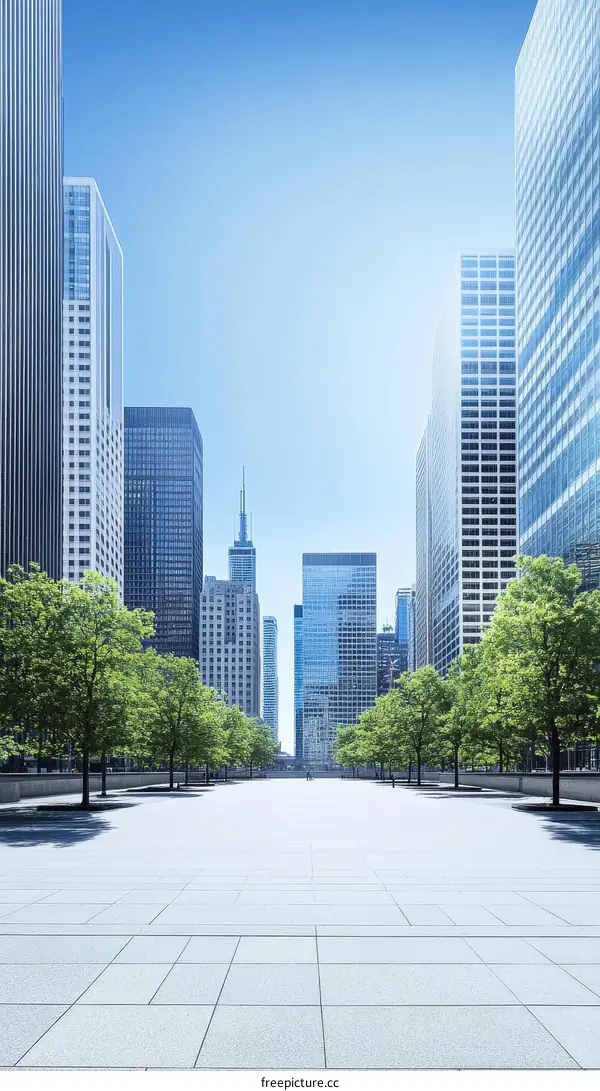 Modern Cityscape Urban Plaza with High-Rise Buildings