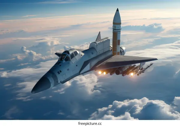 spacecraft with a rocket attached to the top of it