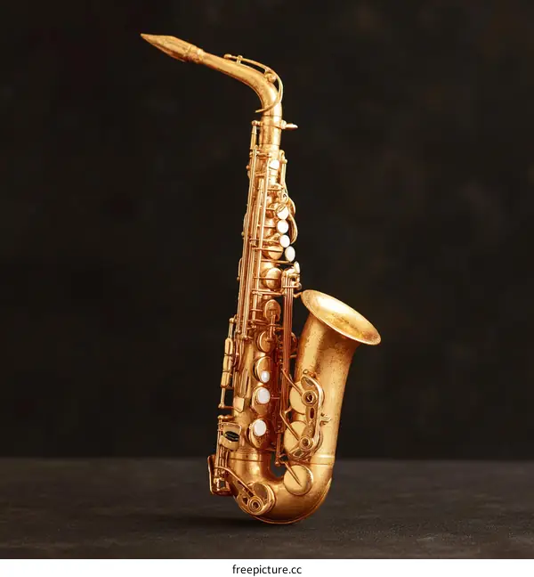 Golden Saxophone on Dark Background