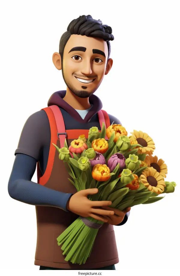 Florist Holding a Bouquet of Flowers