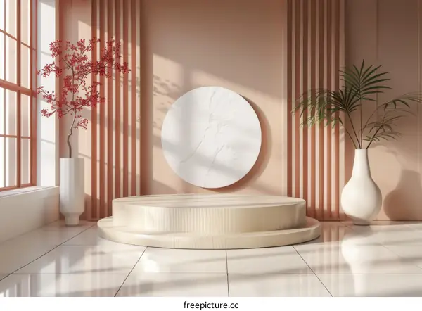 Beige Minimalist Showcase Platform with Natural Elements