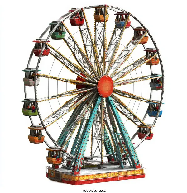 Colorful Vintage Ferris Wheel with Passengers