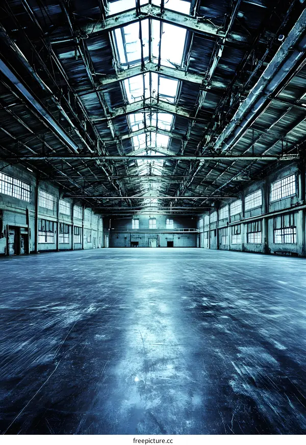 Industrial Building Interior With Large Windows