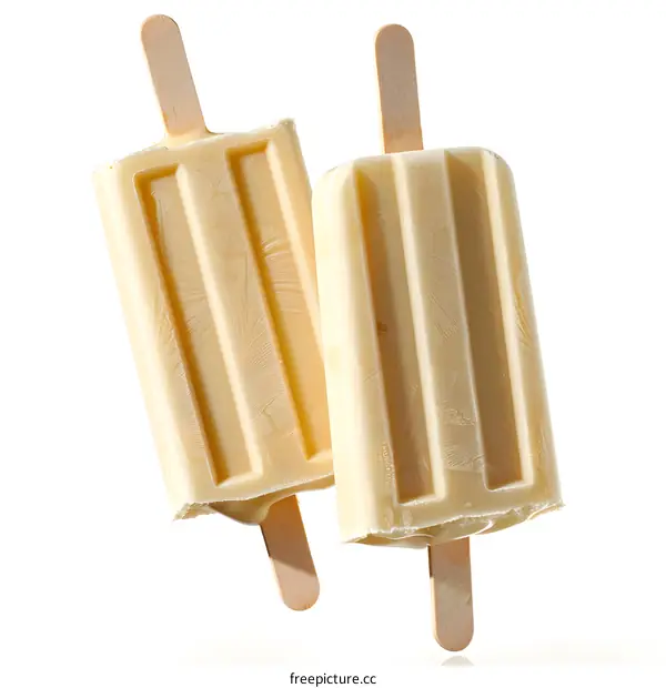 Two Vanilla Ice Cream Bars on a Stick