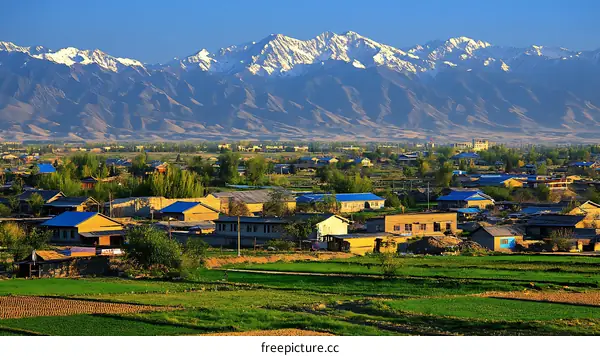 Picturesque Mountain Village Landscape