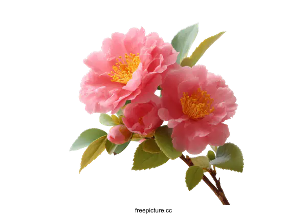 [Transparent Background PNG]Beautiful Pink Camellia Flowers in Bloom