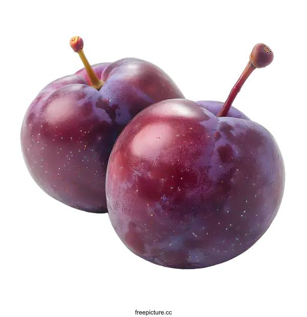 [Transparent Background PNG]Two ripe plums on a white background