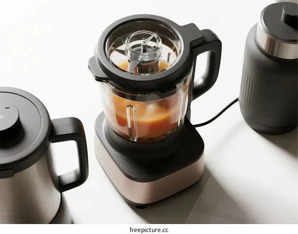 Electric Food Processor with Glass Bowl and Blades