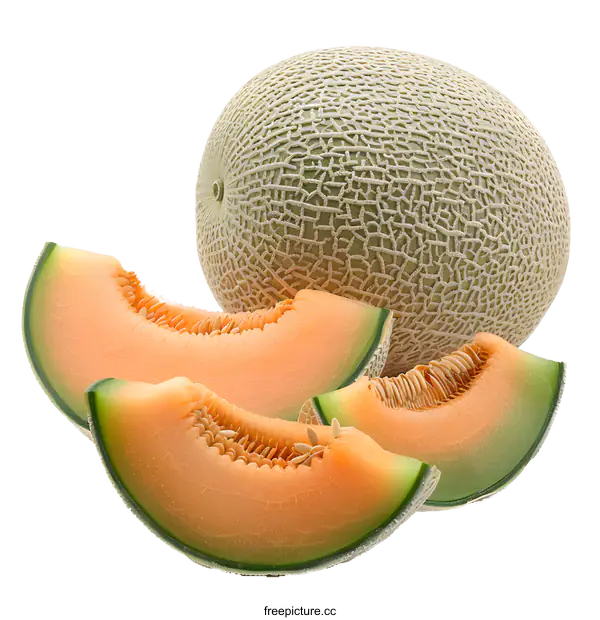 [Transparent Background PNG]Cantaloupe melon and slices
