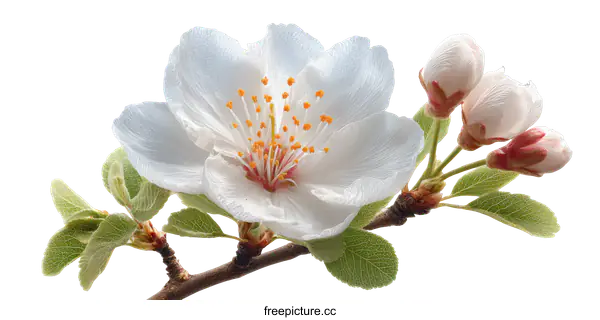 [Transparent Background PNG]Beautiful White Blossom Branch in Springtime