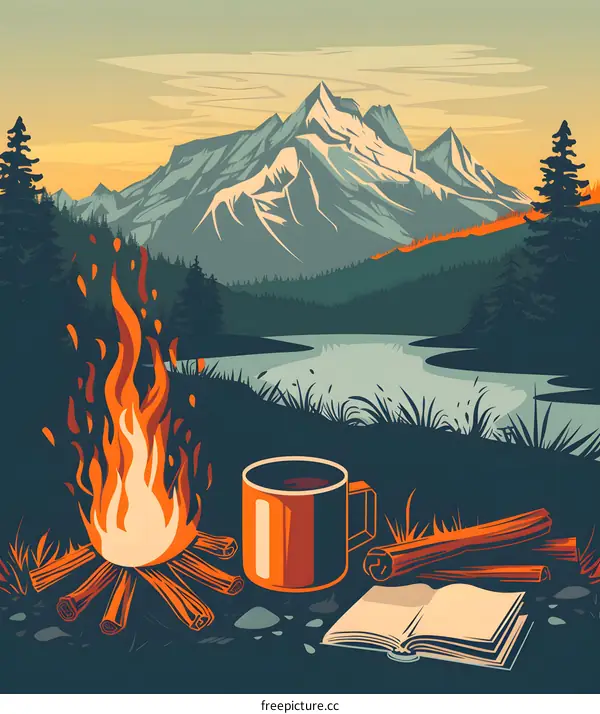 Camping by the Lake with Mountains in the Background