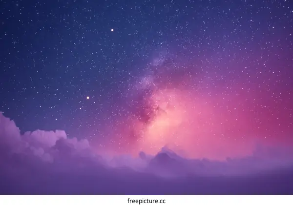 Starry Night Sky Above the Clouds