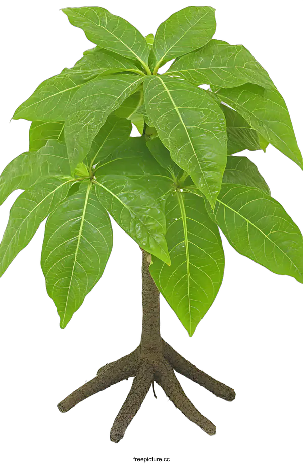 [Transparent Background PNG]Green Plant with Roots on White Background