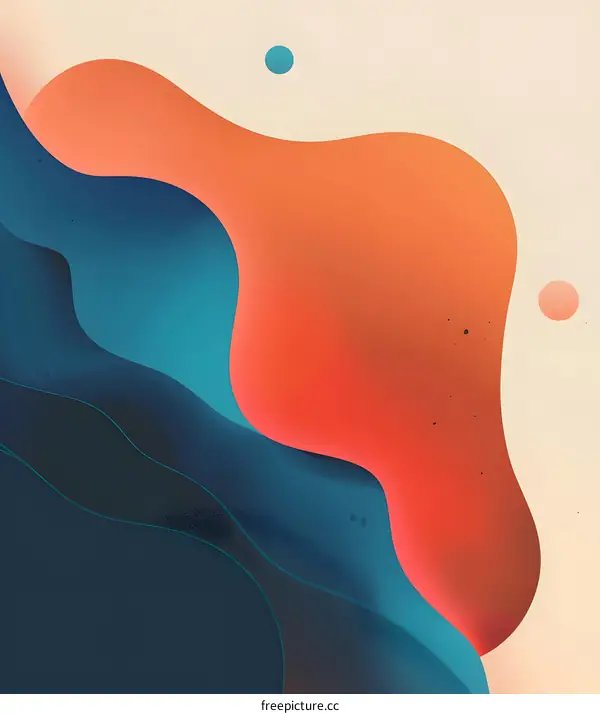 Abstract Blue and Orange Wavy Shapes Background