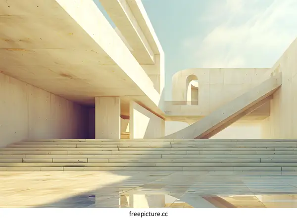 Abstract Minimalist Concrete Architecture Building Design