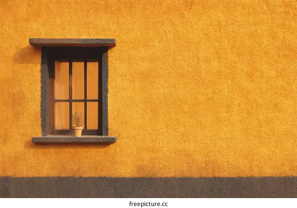 Warm Yellow Wall with a Small Window