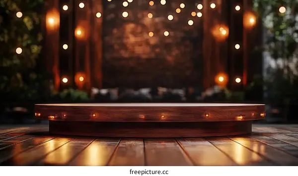 Wooden Display Podium with Warm Lighting